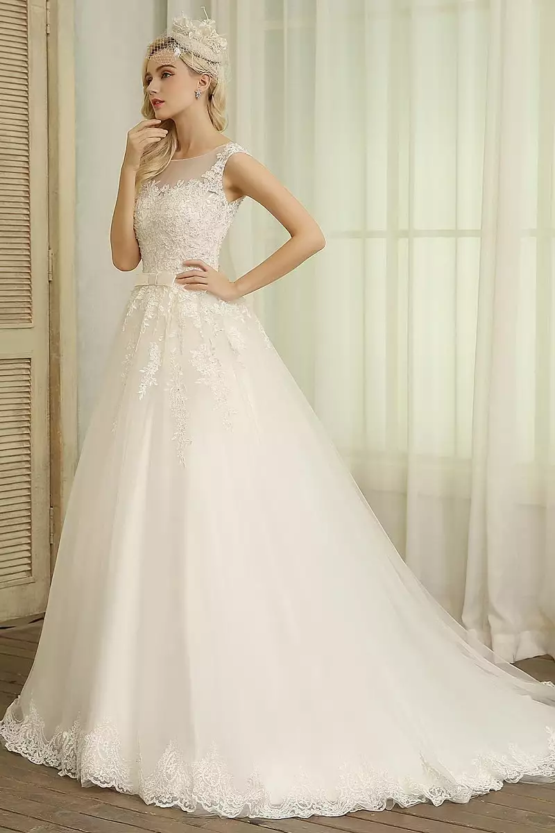 Hochzeitskleid Brautkleid A-Linie Ivory / Elfenbein